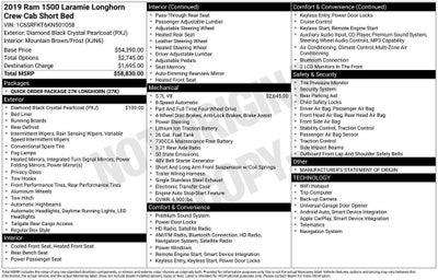 2019 RAM 1500 Longhorn Crew Cab 4x4 5'7" Box