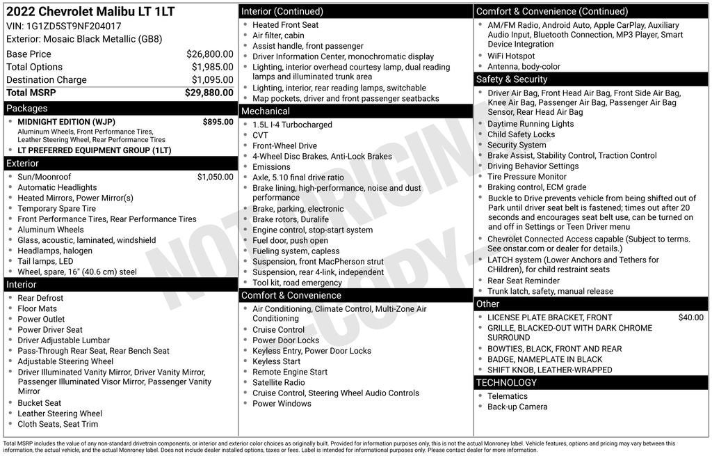 2022 Chevrolet Malibu LT