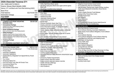 2026 Chevrolet Traverse Z71