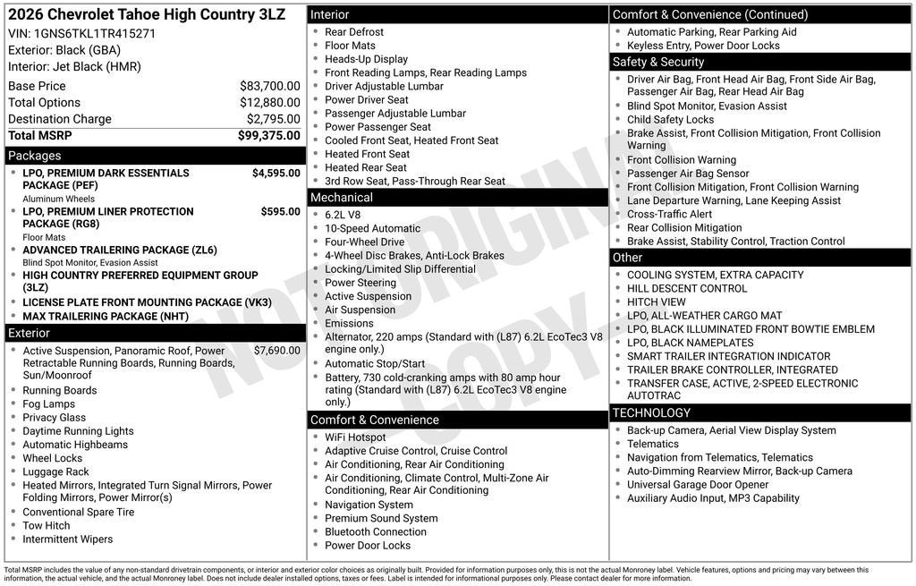 2026 Chevrolet Tahoe High Country