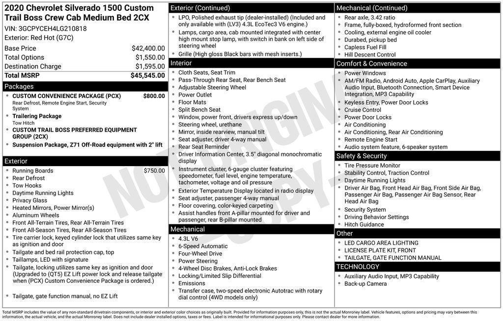 2020 Chevrolet Silverado 1500 Custom Trail Boss