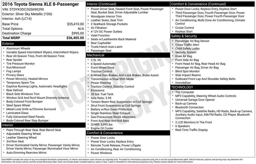 2016 Toyota Sienna XLE
