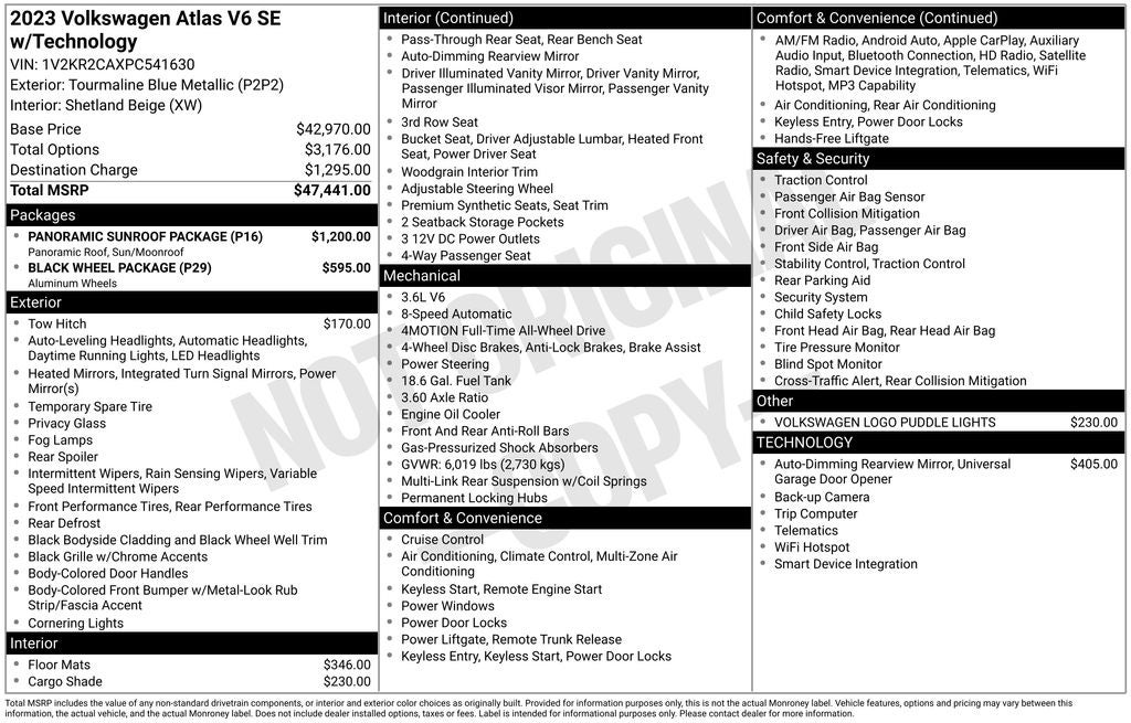 2023 Volkswagen Atlas 3.6L V6 SE w/Technology