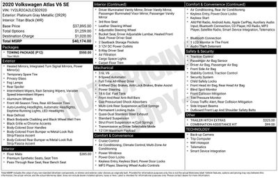 2020 Volkswagen Atlas 3.6L V6 SE 4Motion