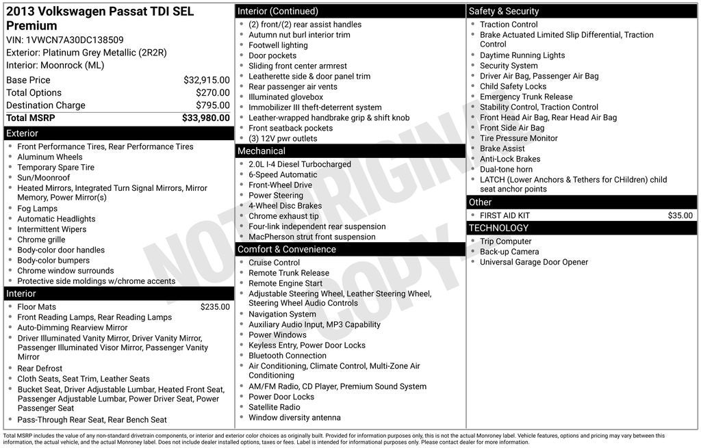 2013 Volkswagen Passat TDI SEL Premium