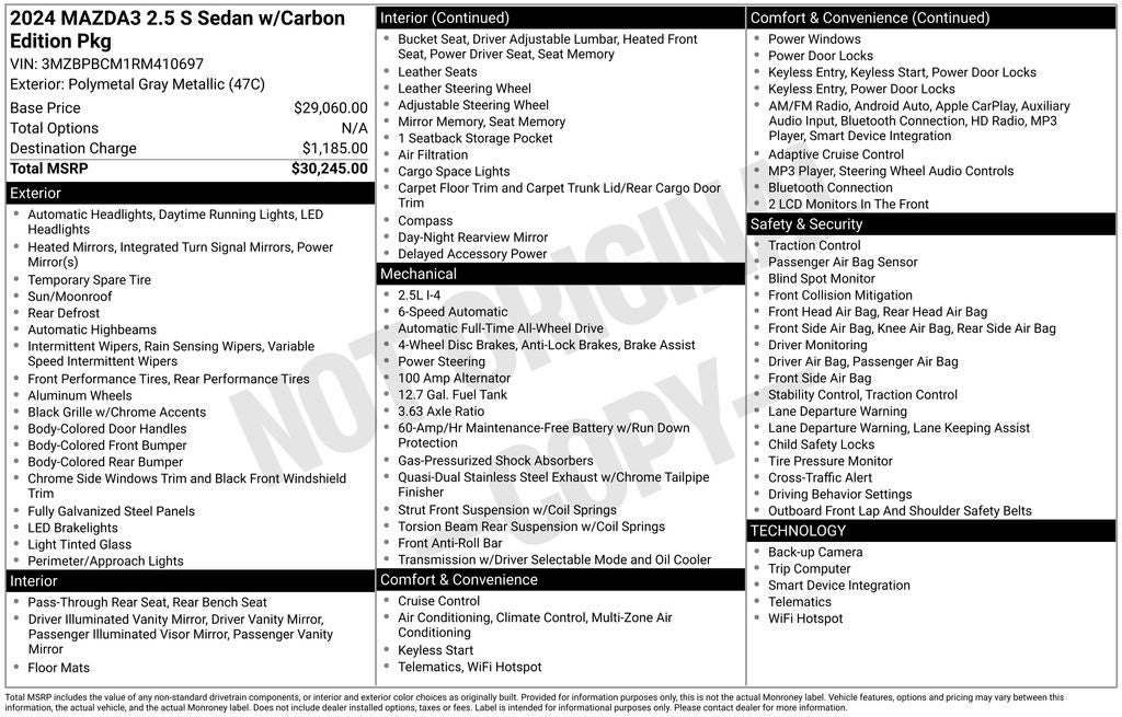 2024 Mazda Mazda3 2.5 S Carbon Edition
