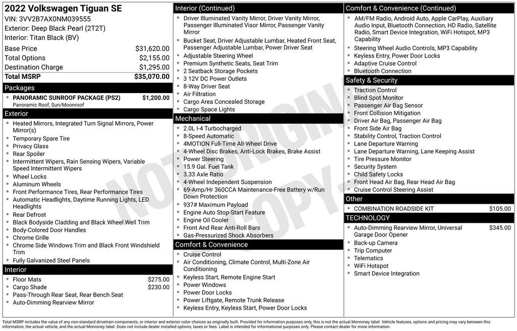 2022 Volkswagen Tiguan 2.0T SE