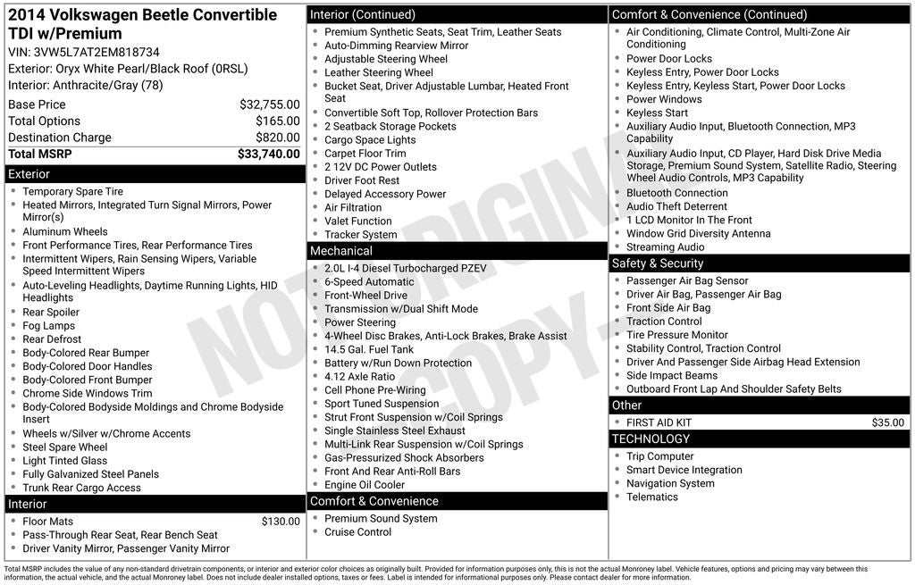 2014 Volkswagen Beetle 2.0 TDI