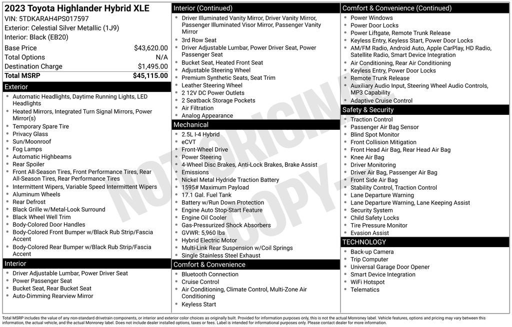 2023 Toyota Highlander Hybrid XLE