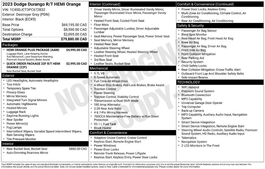 2023 Dodge Durango Orange Sport