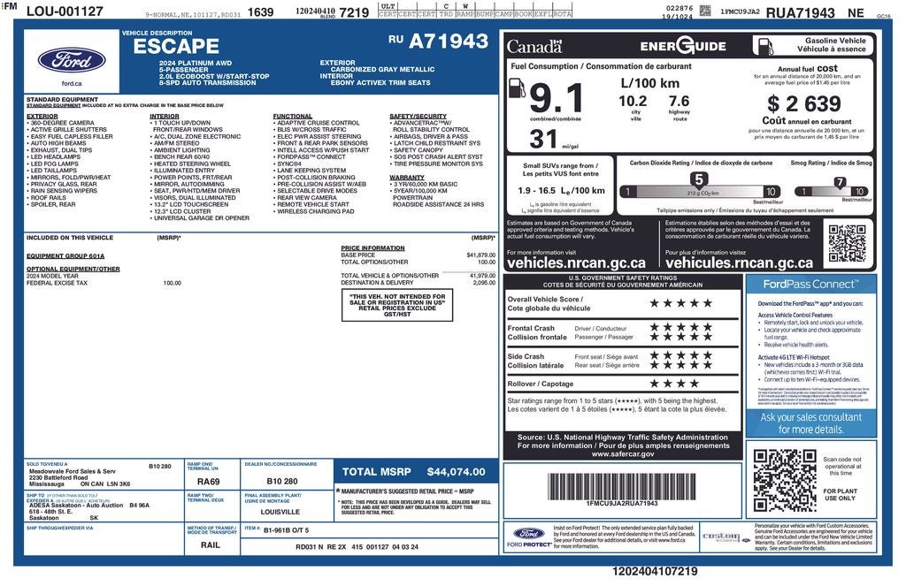 2024 Ford Escape Platinum