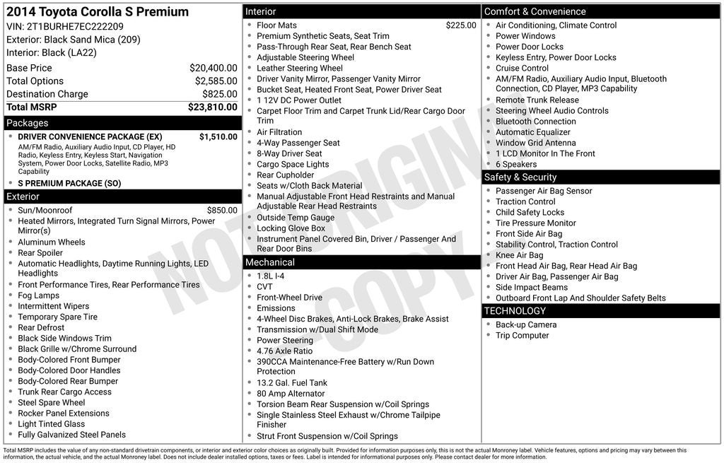 2014 Toyota Corolla S Premium