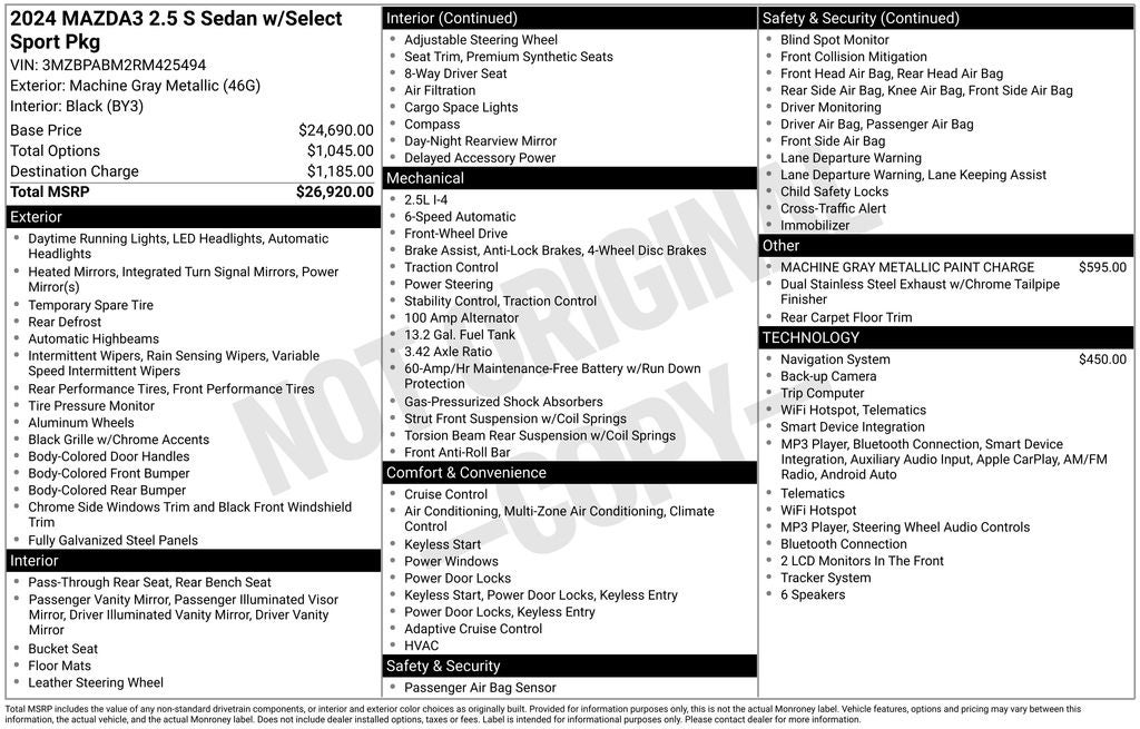 2024 Mazda Mazda3 2.5 S Select Sport