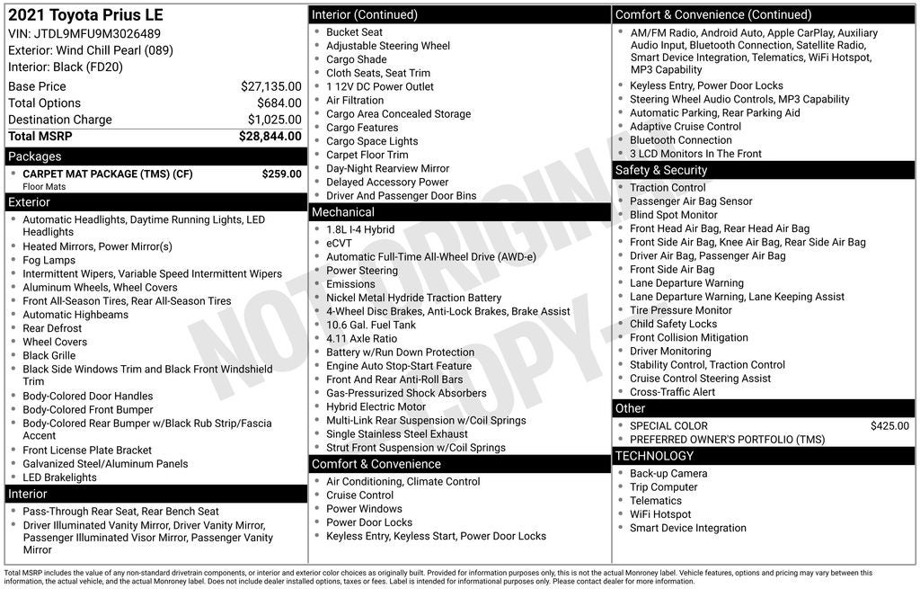 2021 Toyota Prius LE AWD-e