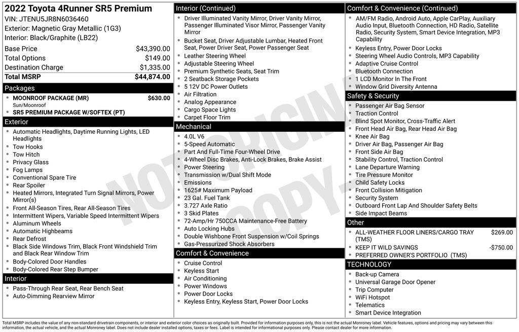 2022 Toyota 4Runner SR5 Premium