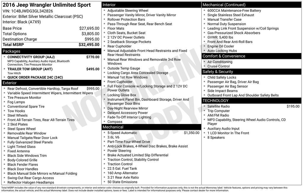 2016 Jeep Wrangler Unlimited Sport