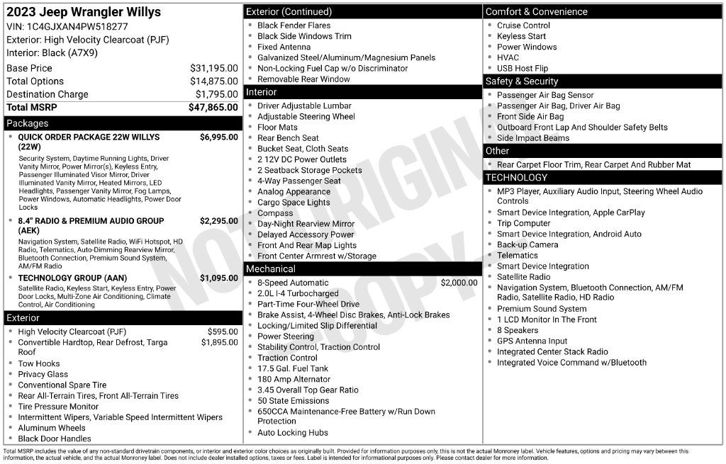 2023 Jeep Wrangler 2-Door Willys 4x4
