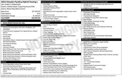 2023 Chrysler Pacifica Hybrid Touring L