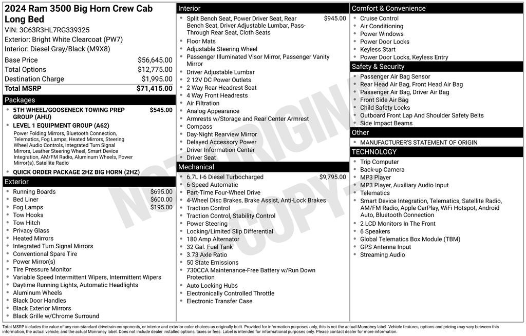 2024 RAM 3500 Big Horn Crew Cab 4x4 8' Box