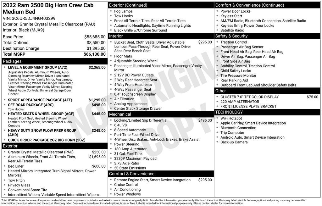 2022 RAM 2500 Big Horn Crew Cab 4x4 6'4' Box