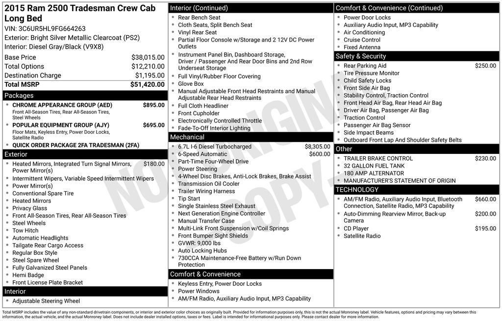 2015 RAM 2500 Tradesman