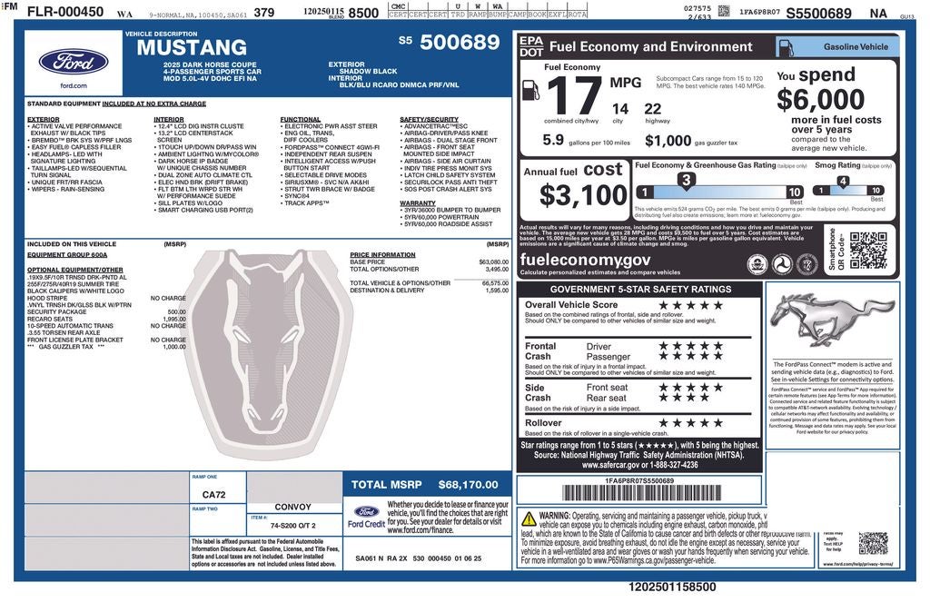 2025 Ford Mustang Dark Horse