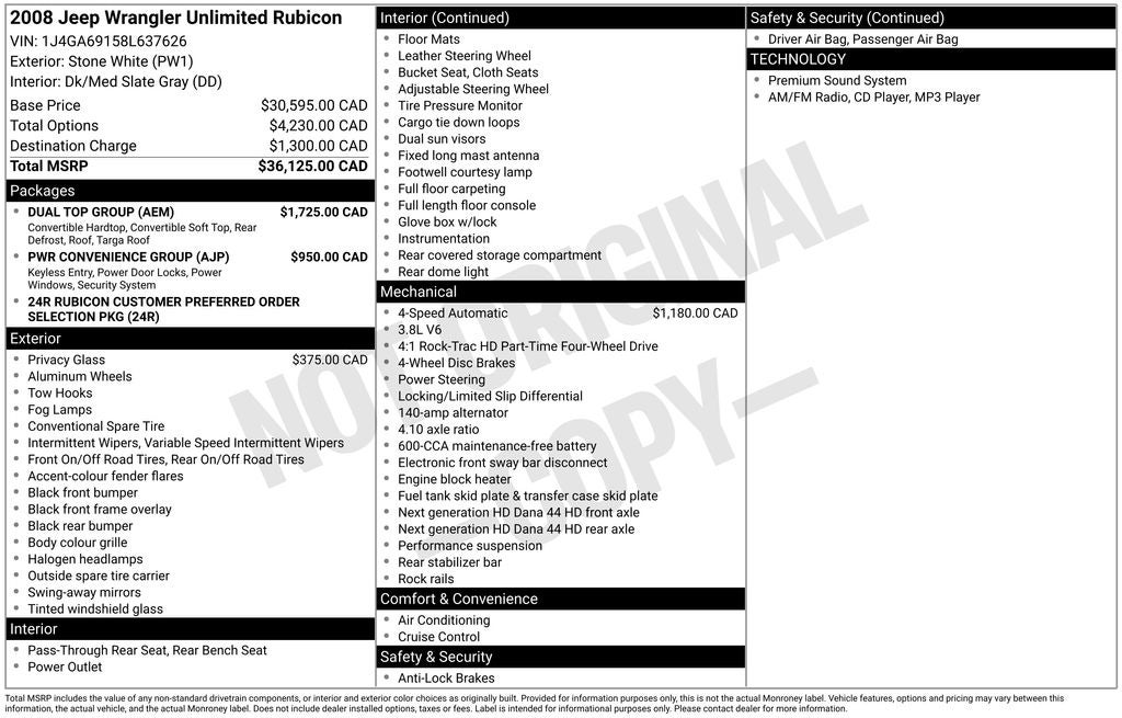 2008 Jeep Wrangler Unlimited Rubicon