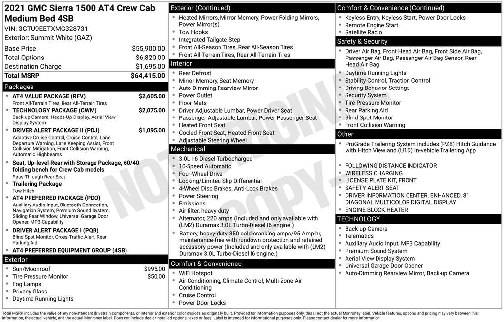 2021 GMC Sierra 1500 AT4