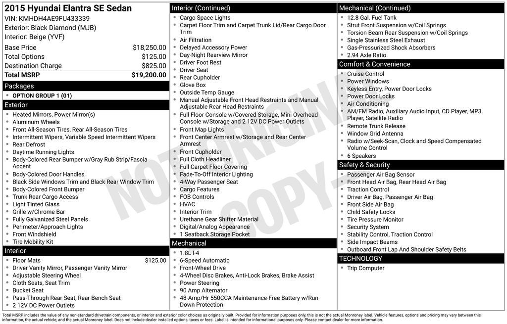 2015 Hyundai Elantra SE